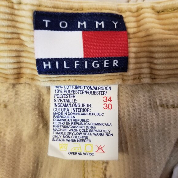 TOMMY HILFIGER Men's Wide Wale Ribbed Pleated Corduroy Pants Tan 34x30 ~ 4531 - Picture 4 of 4